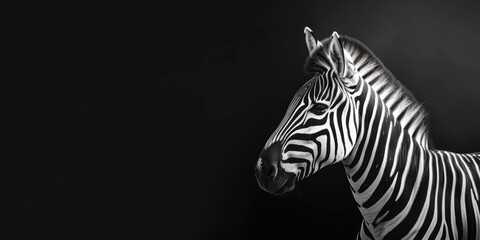 A black and white photo of a zebra. Suitable for wildlife photography or animal-themed designs