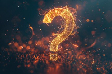 A golden question mark on a dark background. Perfect for illustrating curiosity and uncertainty.