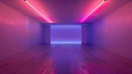 Empty room with abstract neon lighting