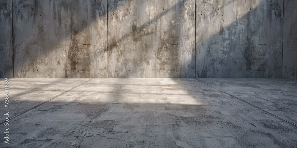 Poster an empty room with a concrete wall and floor. can be used for architectural or interior design conce