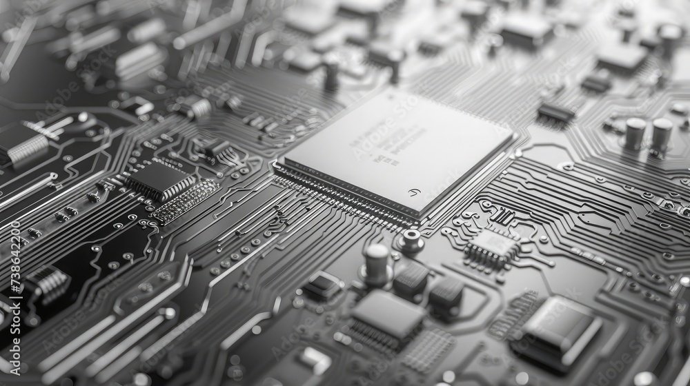 Poster white texture background of printed circuit board. computer technology background. information tech.
