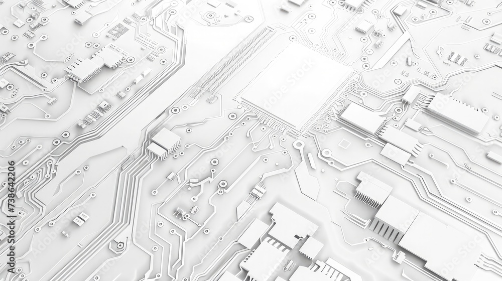 Poster white texture background of printed circuit board. computer technology background. information tech.