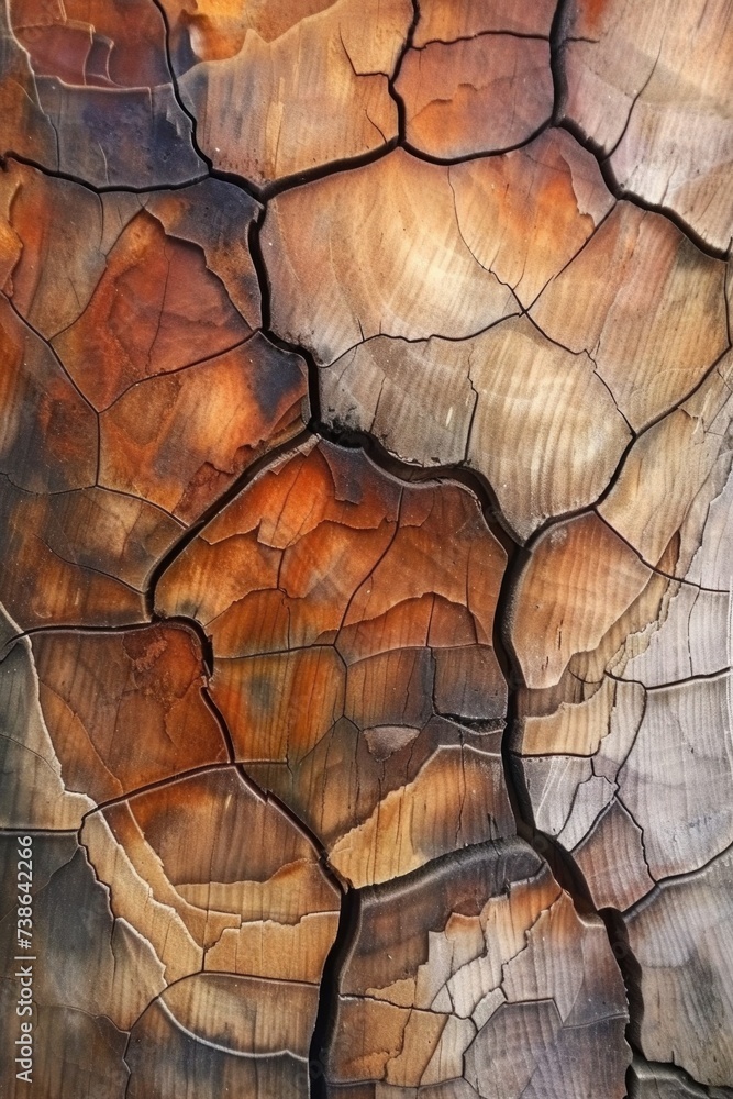 Poster A detailed close-up of the texture and grain of a piece of wood. This image can be used in various design projects or as a background element
