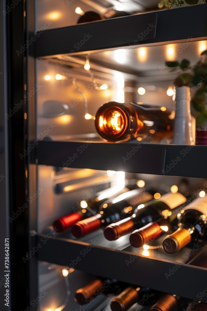 Aufkleber a refrigerator filled with an assortment of wine bottles. perfect for wine enthusiasts or anyone hos