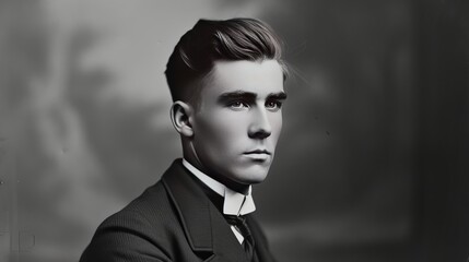 the most popular mens haircut of the 1900s - obrazy, fototapety, plakaty