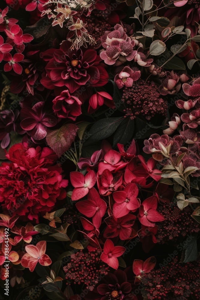 Poster A close up view of a bunch of red flowers. Perfect for adding a pop of color to any project or design