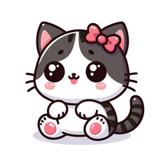 Obraz premium cute funny cat cartoon vector on white background 