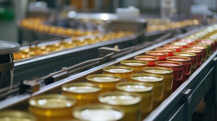 Obraz premium assembly line for canned goods