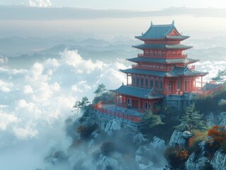 Clifftop temple panoramic views inspiring contemplation and unity with the cosmos