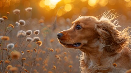 Cocker Spaniel with radiant ears fluttering like wings spreading kindness