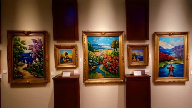 art gallery with lush pictures of nature