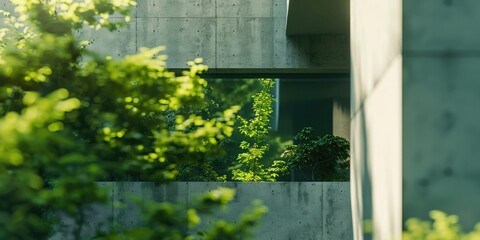 A picture of a building with a plant in the window. This image can be used to depict urban architecture and green living