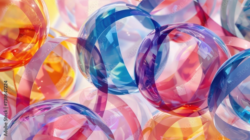 Aufkleber A close up of a bunch of colorful glass balls. Perfect for adding a vibrant touch to any project or decoration