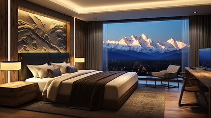 3d rendering elegant bedroom design interior