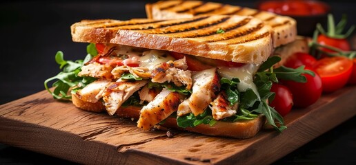 Grilled sandwich with chicken, Generative AI 