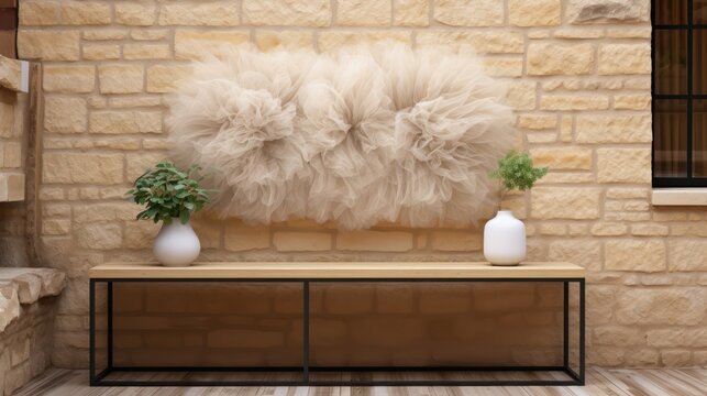 Large frame on a brick wall hung with tull UHD WALLPAPER