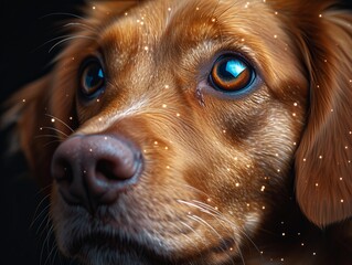 Dog with Milky Way spots interstellar eyes galactic fetch