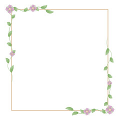 Frame with flowers and leaves, isolated on white, with place for text. Watercolor floral vector illustration. Corner, border, card, postcard, background, template, poster, banner, invitation. 