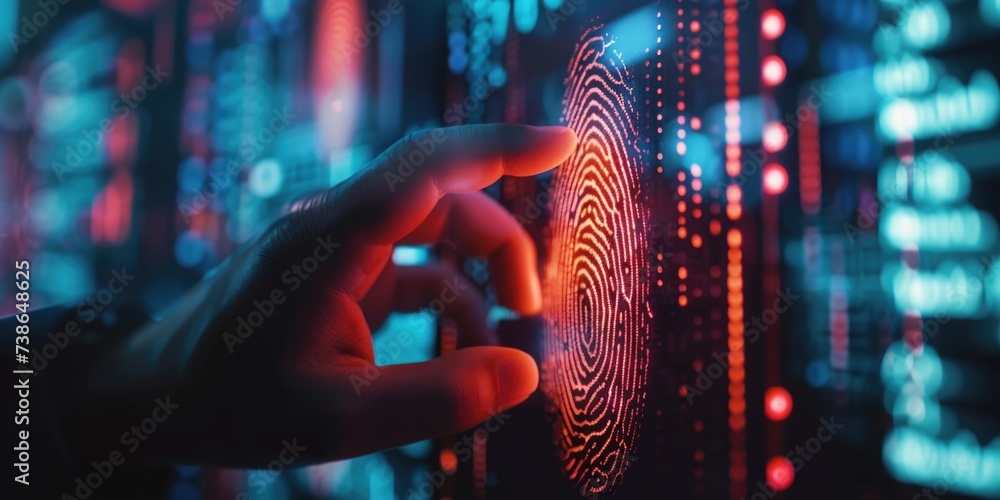 Aufkleber close-up of a person touching a digital screen. suitable for technology concepts