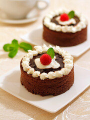 Cheese tart with chocolate.