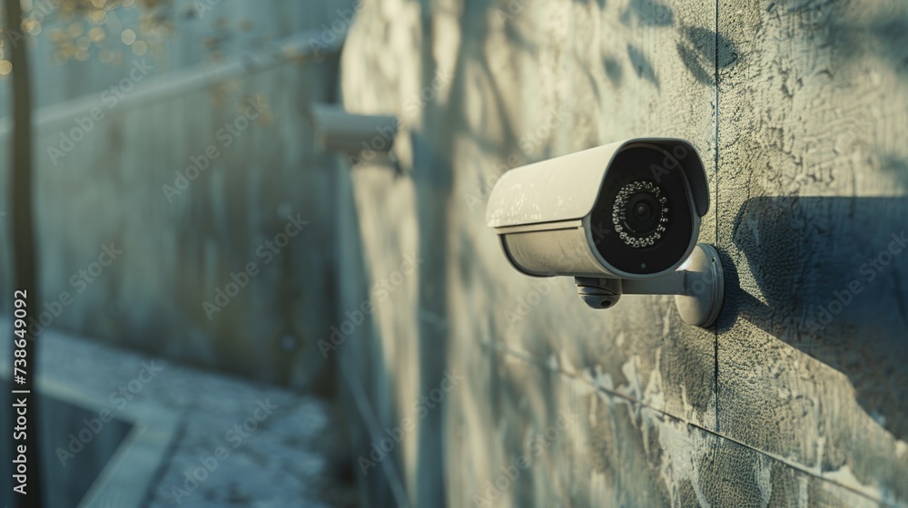 Poster A security camera mounted on a building. Suitable for security concepts
