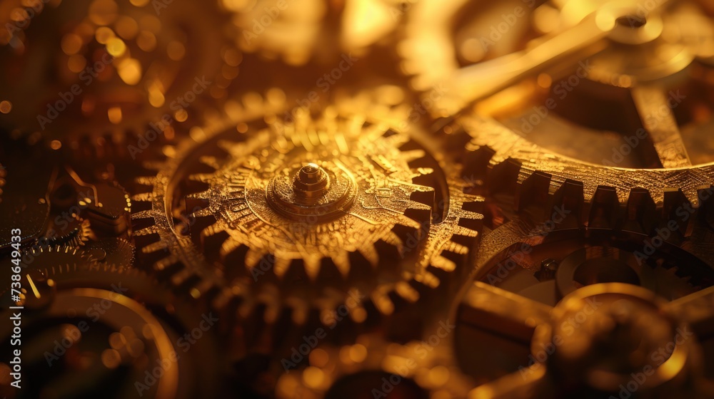 Aufkleber detailed close up of a clock with visible gears. ideal for industrial or time management concepts