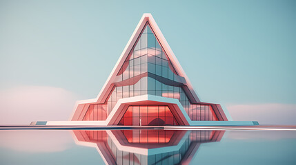 Abstract polygonal building exterior design, conceptual architectural design