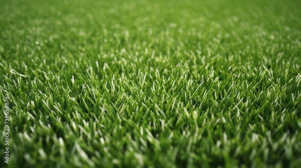 Aufkleber A close up view of a field covered in lush green grass. Ideal for use in nature-themed designs or as a background image.