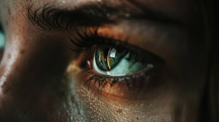 A detailed close up of a person's green eye. Perfect for eye care or beauty-related projects