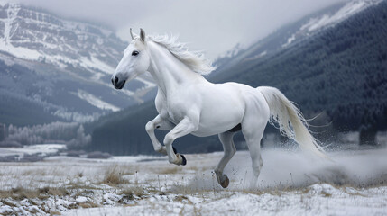 Fototapeta premium Picture presenting the galloping white horse