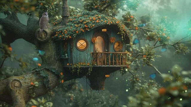 tree House. seamless looping time-lapse animation video background