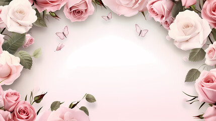 Flower frame with decorative flowers, decorative flower background pattern, floral border background