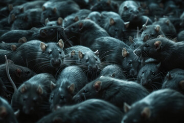 Background with a large number of rats, dark colors. Background with rodents, rats
