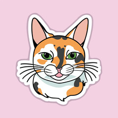 Fototapeta premium cute cat head cartoon vector on white background 