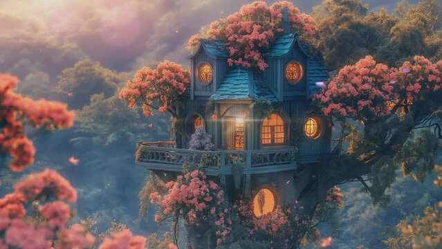 tree House. seamless looping time-lapse animation video background