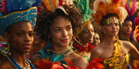 A group of women wearing vibrant, colorful outfits. Ideal for festive events and celebrations