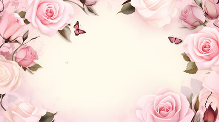 Flower frame with decorative flowers, decorative flower background pattern, floral border background