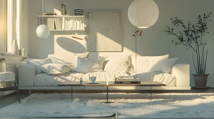 Illustration 3d rendering large luxury modern bright interiors living room