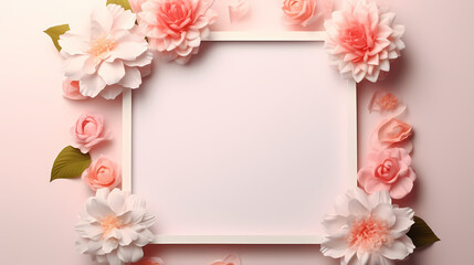 Flower frame with decorative flowers, decorative flower background pattern, floral border background