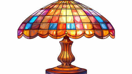 Art deco table lamp with stained glass panels on transparent background.PNG format. 