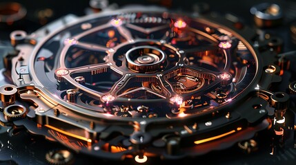 Beautiful and detailed internal structure of a watch - obrazy, fototapety, plakaty
