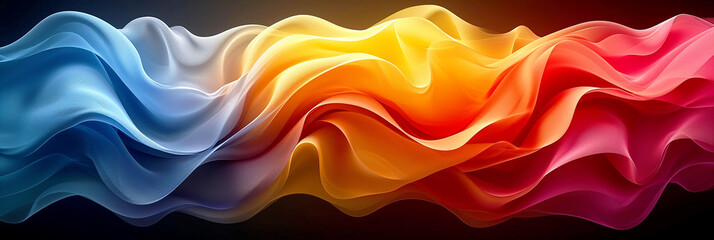 Graphical representation of a coloured sine wave. AI generative.