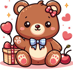 cute bear cartoon vector on white background
