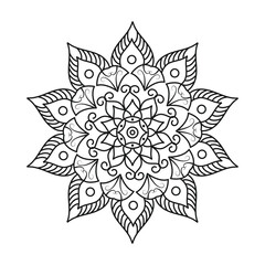 Circle flower of mandala with vintage floral style, Vector mandala Oriental pattern