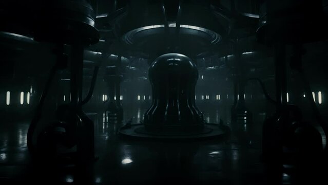 Gloomy dark laboratory of a maniac professor. Halloween, horror and thriller concept.