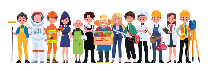 People Group Different Occupation Profession Set, International Labor Day Flat Vector Illustration