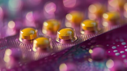 A blister pack of birth control pills, pharmaceutical contraceptives used for preventing pregnancy, displayed on a neutral background.