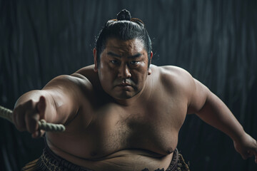 Obraz premium Japanese sumo fighter standing and ready to fight