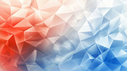 Polygonal blue light and red gradient background.