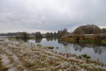 Autumn walk through forests and fields, nature.